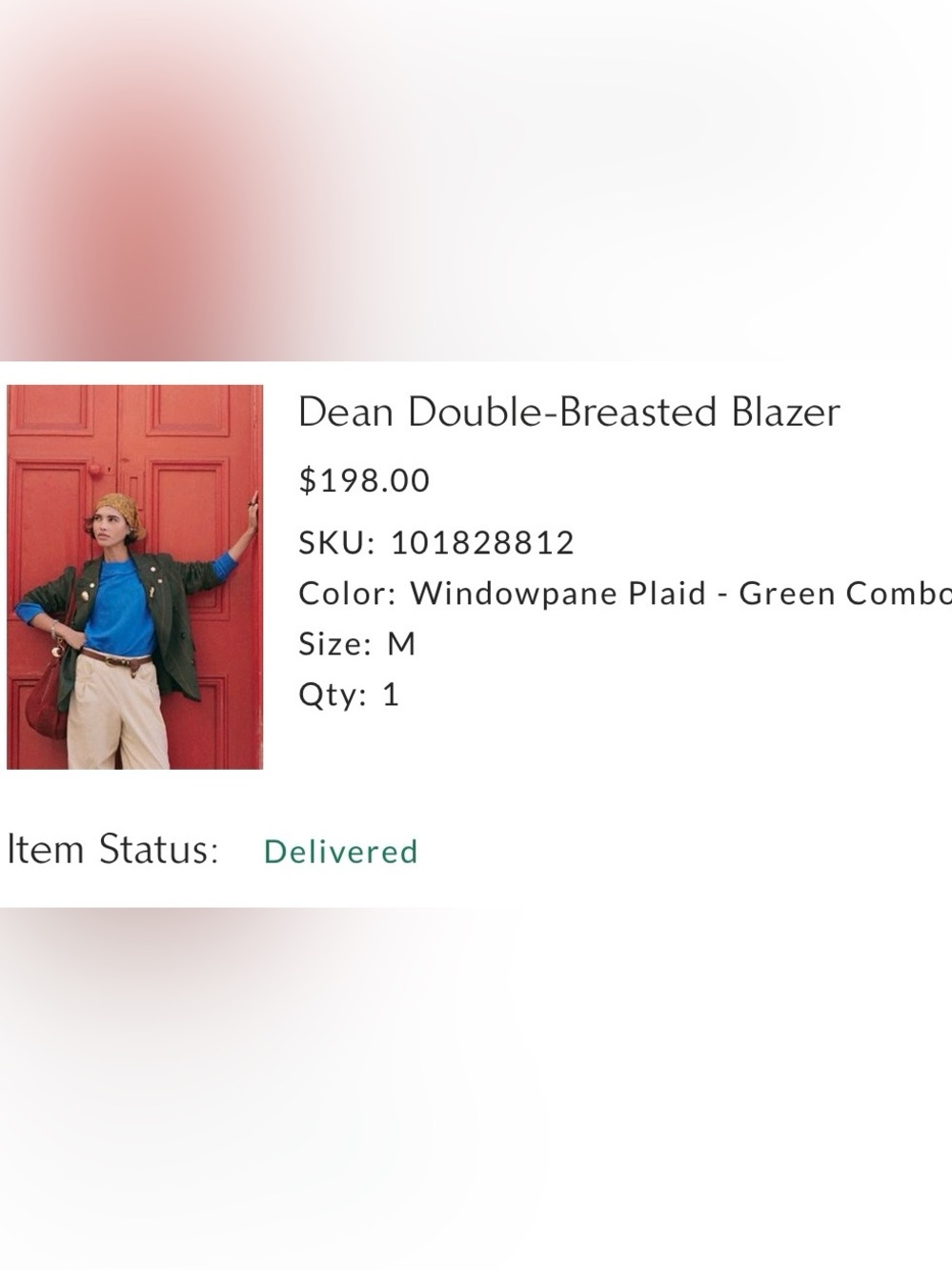 Free People Dean Double-Breasted Blazer in Green Windowpane Plaid